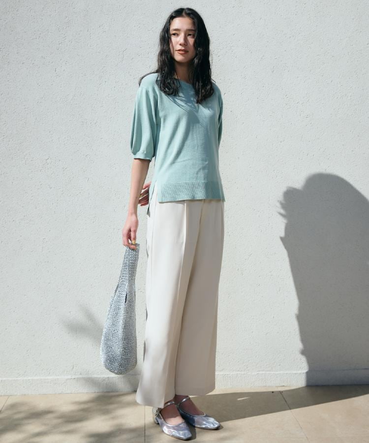 ザ ショップ ティーケー（ウィメン）(THE SHOP TK(Women))の【XS-XLサイズ】麻調ワイドパンツ/洗濯機OK/from the VOICE4