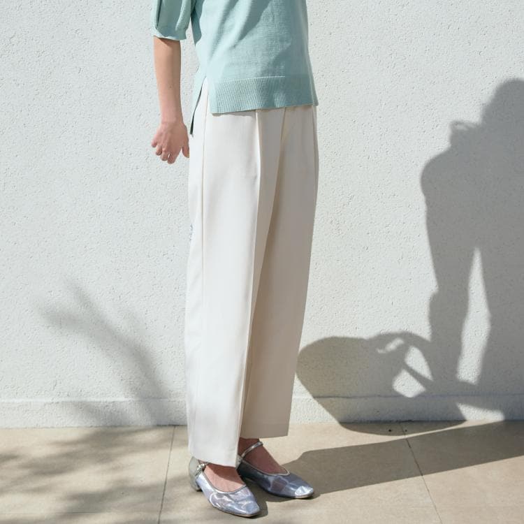 ザ ショップ ティーケー（ウィメン）(THE SHOP TK(Women))の【XS-XLサイズ】麻調ワイドパンツ/洗濯機OK/from the VOICE フルレングスパンツ