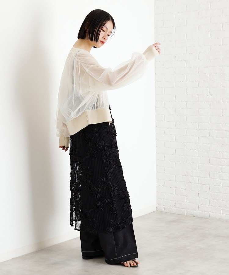 ザ ショップ ティーケー（ウィメン）(THE SHOP TK(Women))のシアー重ねカーディガン【洗える】3