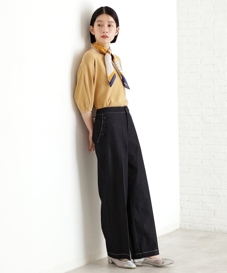 ザ ショップ ティーケー（ウィメン）(THE SHOP TK(Women))の【接触冷感/体型カバー】袖タック6分袖ニット/洗濯機OK/UVケア9
