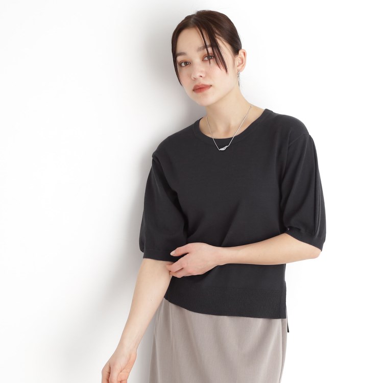 ザ ショップ ティーケー（ウィメン）(THE SHOP TK(Women))の【接触冷感/体型カバー】袖タック6分袖ニット/洗濯機OK/UVケア ニット/セーター