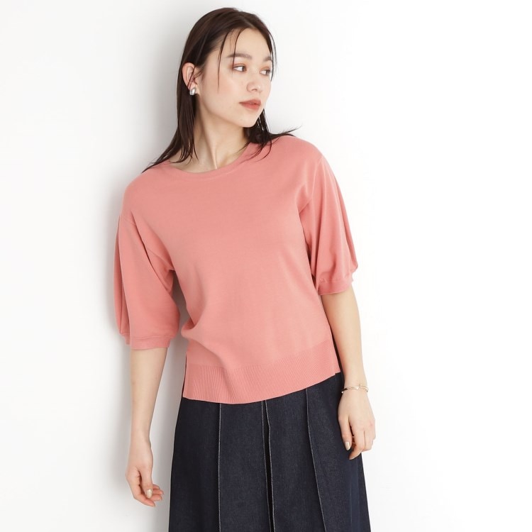 ザ ショップ ティーケー（ウィメン）(THE SHOP TK(Women))の【接触冷感/体型カバー】袖タック6分袖ニット/洗濯機OK/UVケア ニット/セーター