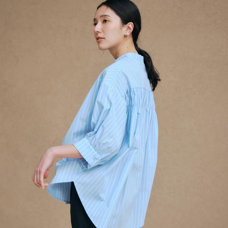 ザ ショップ ティーケー（ウィメン）(THE SHOP TK(Women))の【体型カバー】6分袖バックシャーリングシャツ/洗える シャツ・ブラウス