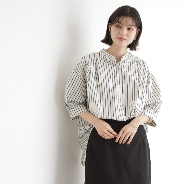 ザ ショップ ティーケー（ウィメン）(THE SHOP TK(Women))の【体型カバー】6分袖バックシャーリングシャツ/洗える シャツ・ブラウス