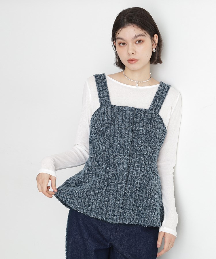 ザ ショップ ティーケー（ウィメン）(THE SHOP TK(Women))のジャカードデニムビスチェ【洗濯機OK】 ネイビー(094)