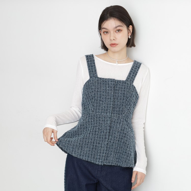 ザ ショップ ティーケー（ウィメン）(THE SHOP TK(Women))のジャカードデニムビスチェ【洗濯機OK】 ベスト