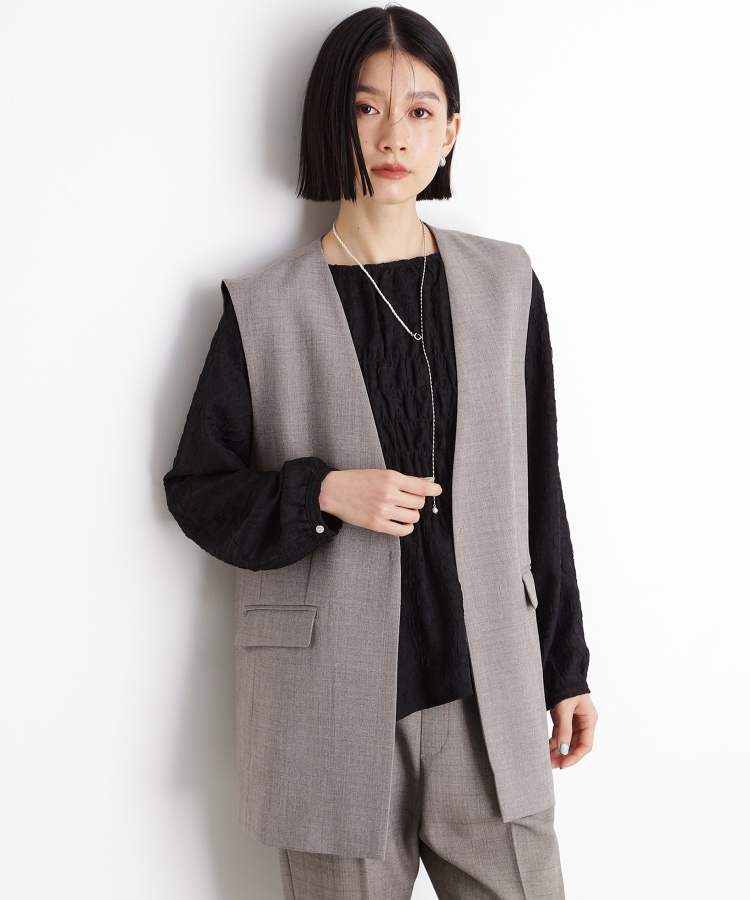 ザ ショップ ティーケー（ウィメン）(THE SHOP TK(Women))の【セットアップ可】リサイクルシャークスキンジレ/洗える3