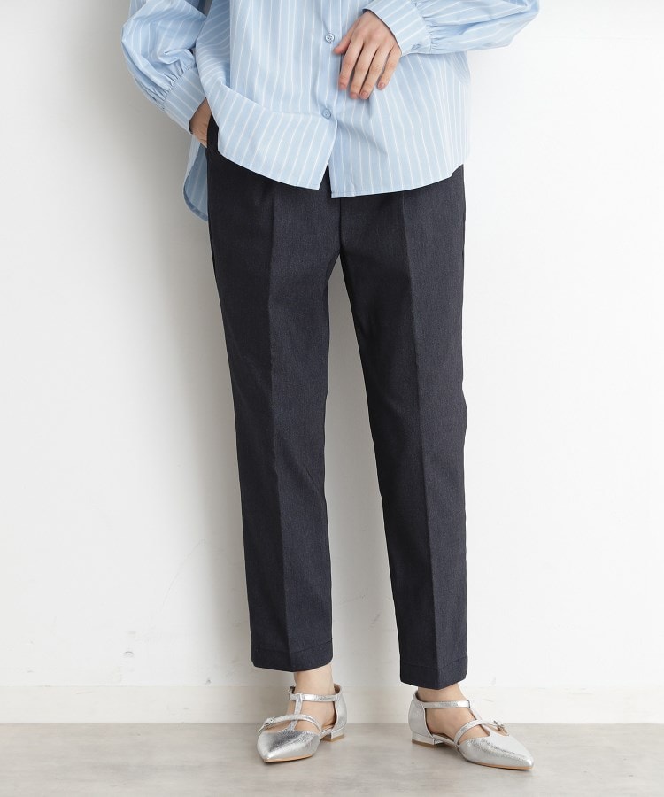 ザ ショップ ティーケー（ウィメン）(THE SHOP TK(Women))のハイパーストレッチテーパードパンツ【洗える】 ネイビー(094)