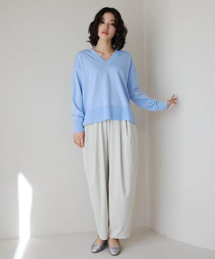 ザ ショップ ティーケー（ウィメン）(THE SHOP TK(Women))の【毛玉になりにくい】さらっとキレイVネックニット/洗濯機OK4