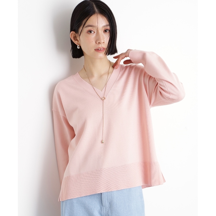 ザ ショップ ティーケー（ウィメン）(THE SHOP TK(Women))の【毛玉になりにくい】さらっとキレイVネックニット/洗濯機OK ニット/セーター