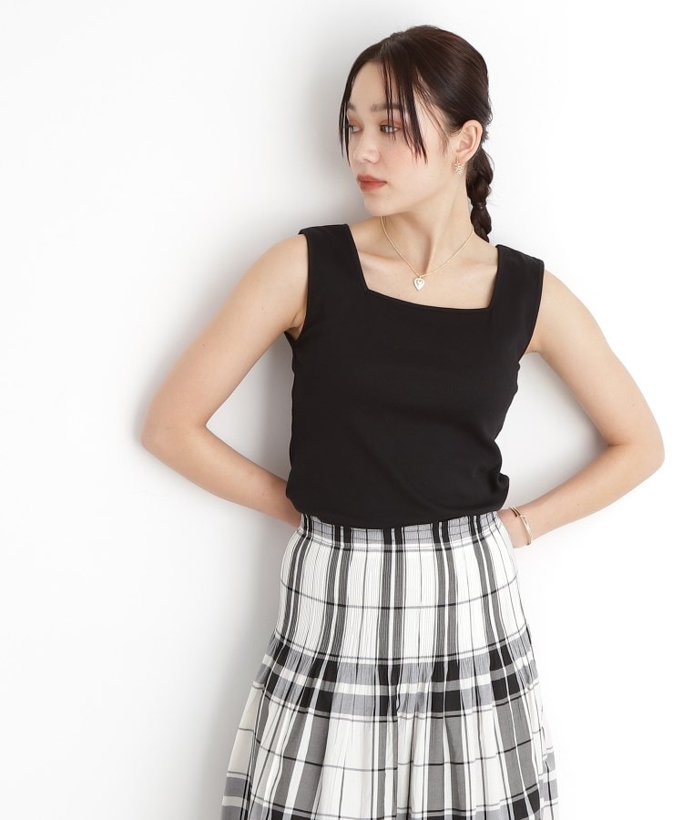 ザ ショップ ティーケー（ウィメン）(THE SHOP TK(Women))の【前後2WAY】スクエアリブタンク/洗える ブラック(019)