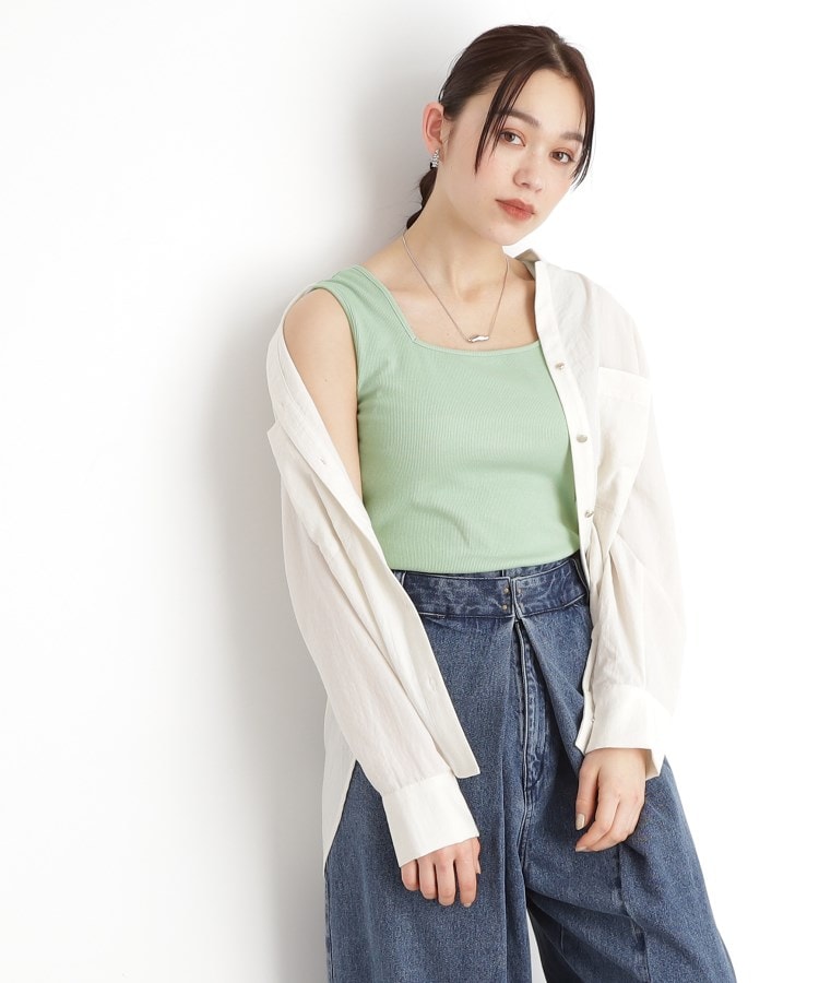 ザ ショップ ティーケー（ウィメン）(THE SHOP TK(Women))の【前後2WAY】スクエアリブタンク/洗える ミントグリーン(021)