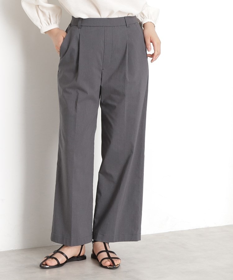 ザ ショップ ティーケー（ウィメン）(THE SHOP TK(Women))の【XS-XLサイズ/美シルエット】ハイパーストレッチワイドパンツ/接触冷感/洗える グレー(012)