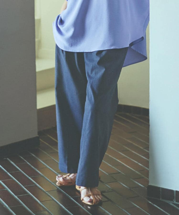 ザ ショップ ティーケー（ウィメン）(THE SHOP TK(Women))の【XS-XLサイズ/美シルエット】ハイパーストレッチワイドパンツ/接触冷感/洗える ネイビー(094)