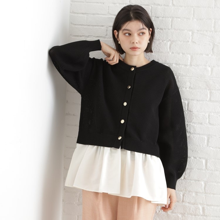 ザ ショップ ティーケー（ウィメン）(THE SHOP TK(Women))の布帛ドッキングメッシュカーデ カーディガン/ボレロ