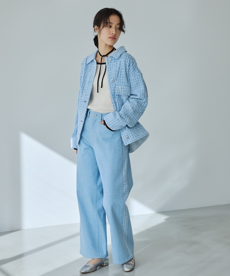 ザ ショップ ティーケー（ウィメン）(THE SHOP TK(Women))のジャカードデニムジャケット【洗える】8