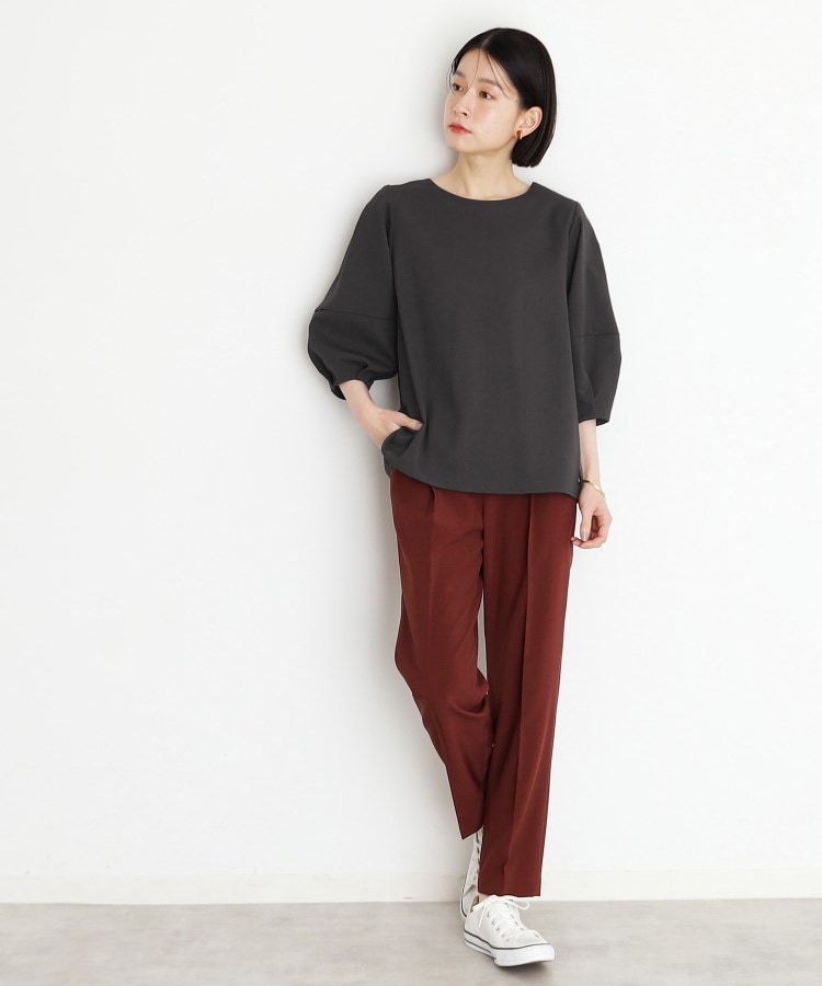 ザ ショップ ティーケー（ウィメン）(THE SHOP TK(Women))の麻調ランタン袖ブラウス【洗える】3