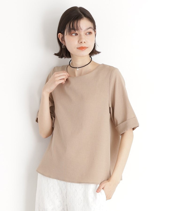 ザ ショップ ティーケー（ウィメン）(THE SHOP TK(Women))の麻調ブラウス【シワになりにくい/洗える】 ベージュ(052)