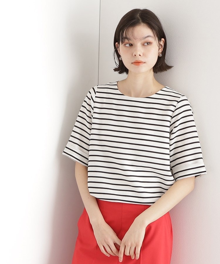 ザ ショップ ティーケー（ウィメン）(THE SHOP TK(Women))の麻調ブラウス【シワになりにくい/洗える】 アイボリー(304)