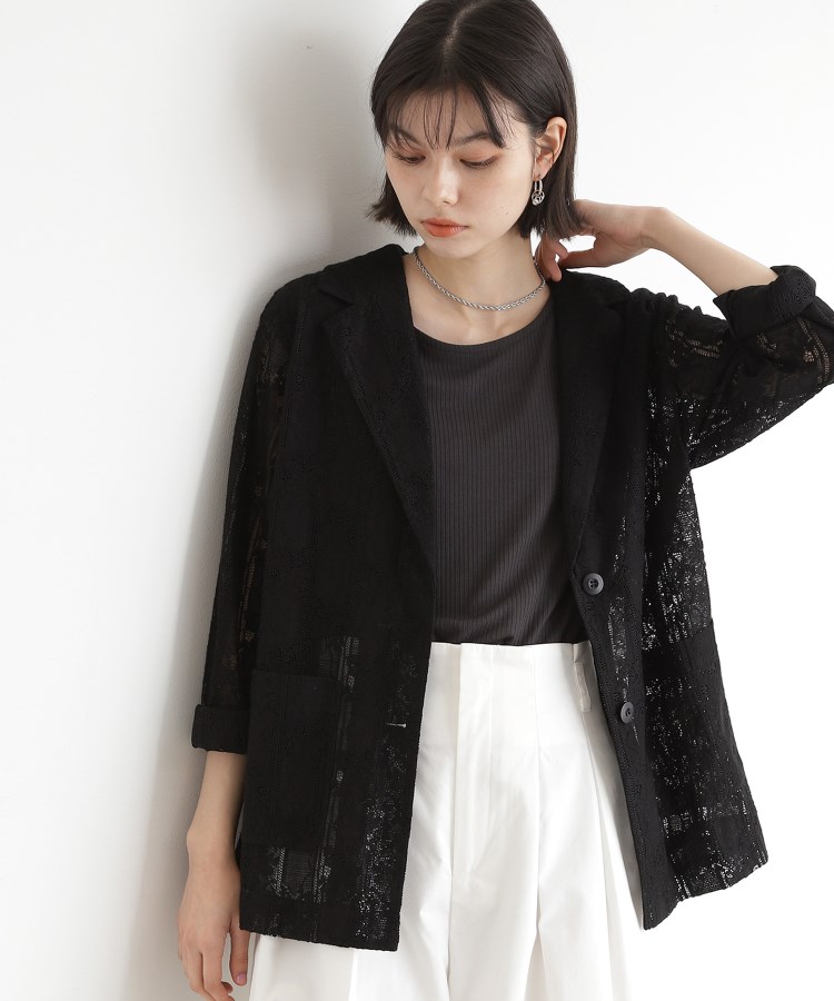 ザ ショップ ティーケー（ウィメン）(THE SHOP TK(Women))のレーステーラードジャケット ブラック(019)