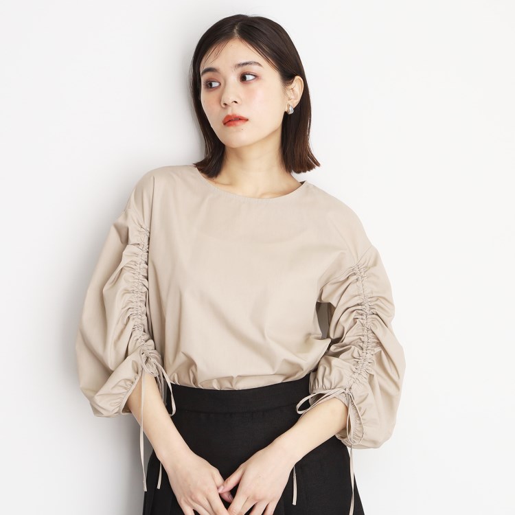 ザ ショップ ティーケー（ウィメン）(THE SHOP TK(Women))の袖シャーリングブラウス【洗濯機OK】 シャツ・ブラウス