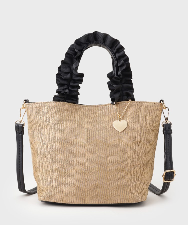 ザ ショップ ティーケー（ウィメン）(THE SHOP TK(Women))の雑材フリルハンドバッグ ベージュ(552)