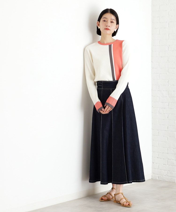 ザ ショップ ティーケー（ウィメン）(THE SHOP TK(Women))の配色リブニット【洗える】1