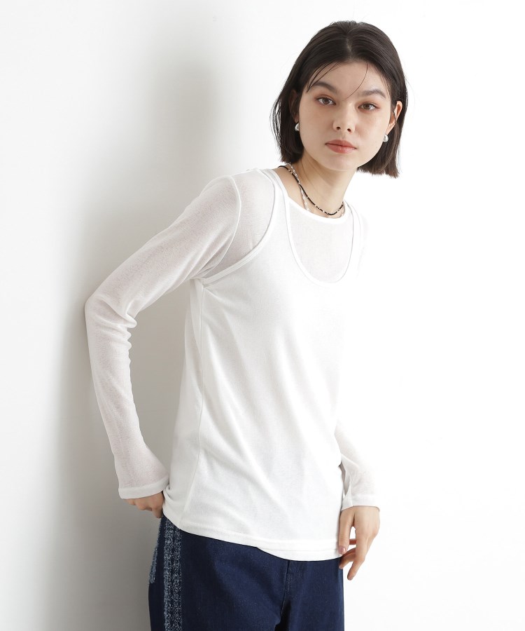 ザ ショップ ティーケー（ウィメン）(THE SHOP TK(Women))のシアーフライスレイヤード　【セットアイテム】 オフホワイト(003)
