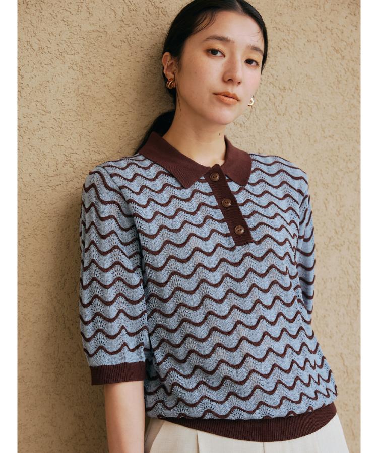 ザ ショップ ティーケー（ウィメン）(THE SHOP TK(Women))のニットポロシャツ【洗濯機/アソート展開】1