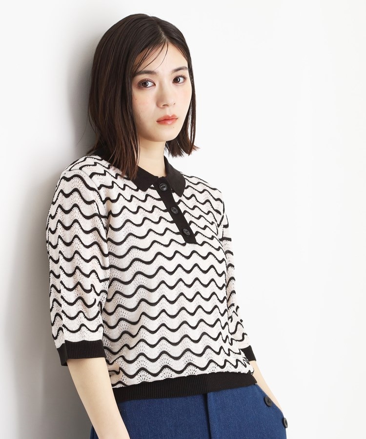 ザ ショップ ティーケー（ウィメン）(THE SHOP TK(Women))のニットポロシャツ【洗濯機/アソート展開】 アイボリー(304)