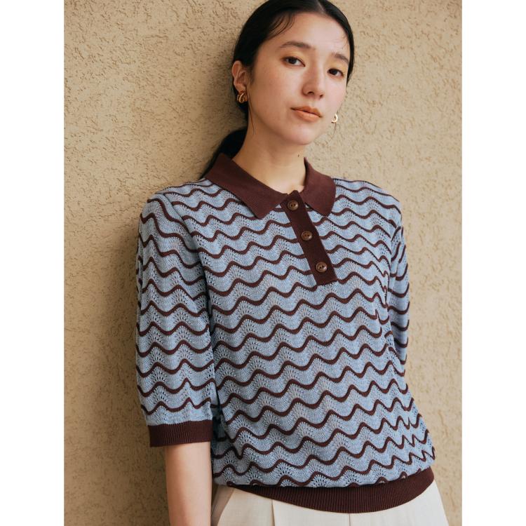 ザ ショップ ティーケー（ウィメン）(THE SHOP TK(Women))のニットポロシャツ【洗濯機/アソート展開】 ニット/セーター
