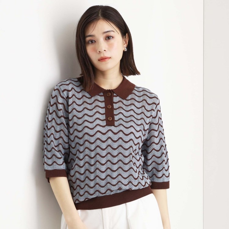 ザ ショップ ティーケー（ウィメン）(THE SHOP TK(Women))のニットポロシャツ【洗濯機/アソート展開】 ニット/セーター