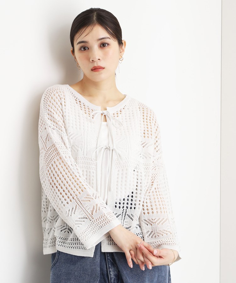 ザ ショップ ティーケー（ウィメン）(THE SHOP TK(Women))の【前後2WAY】タンク付透かし柄ニット/洗える1