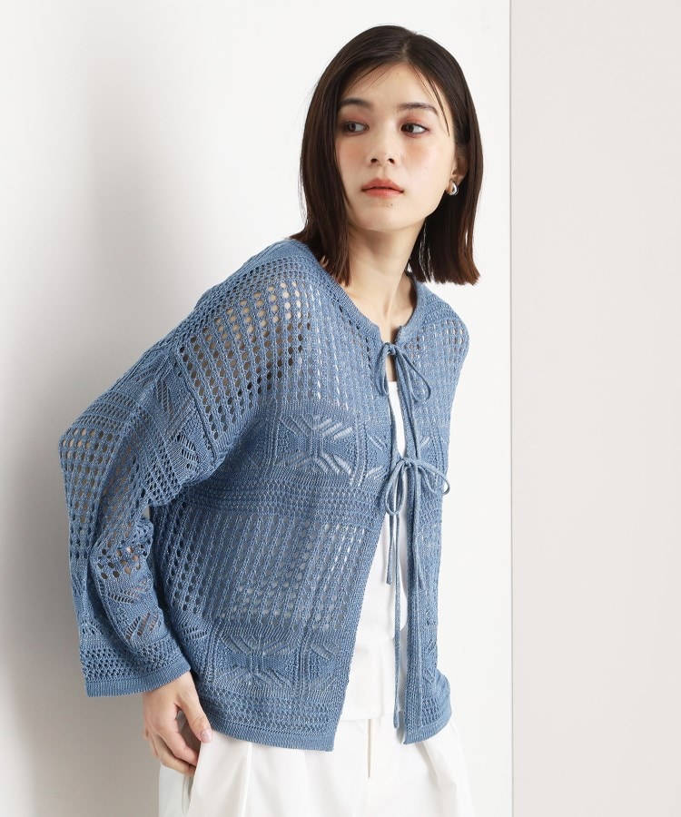 ザ ショップ ティーケー（ウィメン）(THE SHOP TK(Women))の【前後2WAY】タンク付透かし柄ニット/洗える ブルー(092)