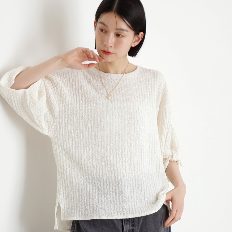 ザ ショップ ティーケー（ウィメン）(THE SHOP TK(Women))のポコポコ袖タックプルオーバー【洗濯機OK】 カットソー