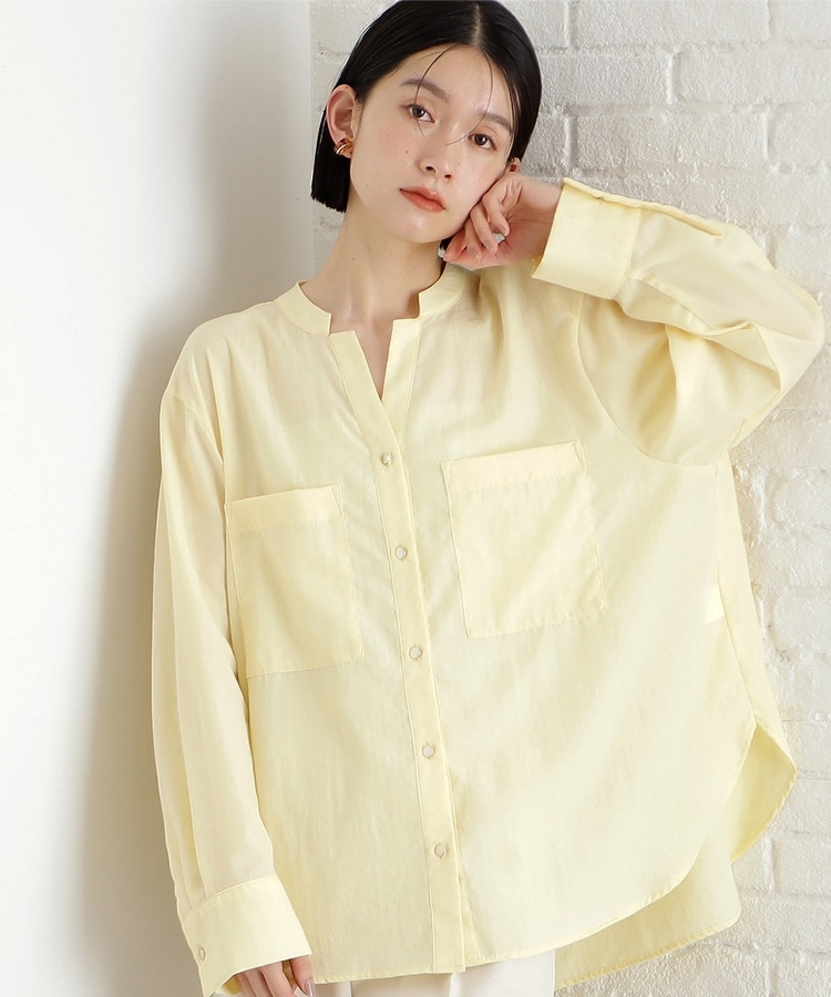 ザ ショップ ティーケー（ウィメン）(THE SHOP TK(Women))の【体型カバー】ダブルポケットスキッパーシャツ/洗濯機OK イエロー(031)