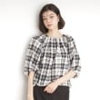 ザ ショップ ティーケー（ウィメン）(THE SHOP TK(Women))のチェックギャザーブラウス【洗える】 ブラック(219)