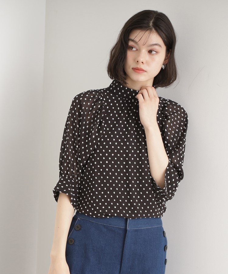 ザ ショップ ティーケー（ウィメン）(THE SHOP TK(Women))のドットジャカードブラウス【洗える】1