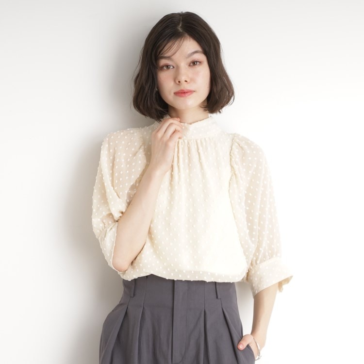 ザ ショップ ティーケー（ウィメン）(THE SHOP TK(Women))のドットジャカードブラウス【洗える】 シャツ・ブラウス