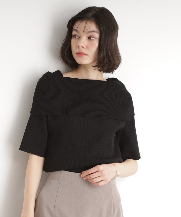 ザ ショップ ティーケー（ウィメン）(THE SHOP TK(Women))のオフショルダーニット【洗濯機OK】 ブラック(019)