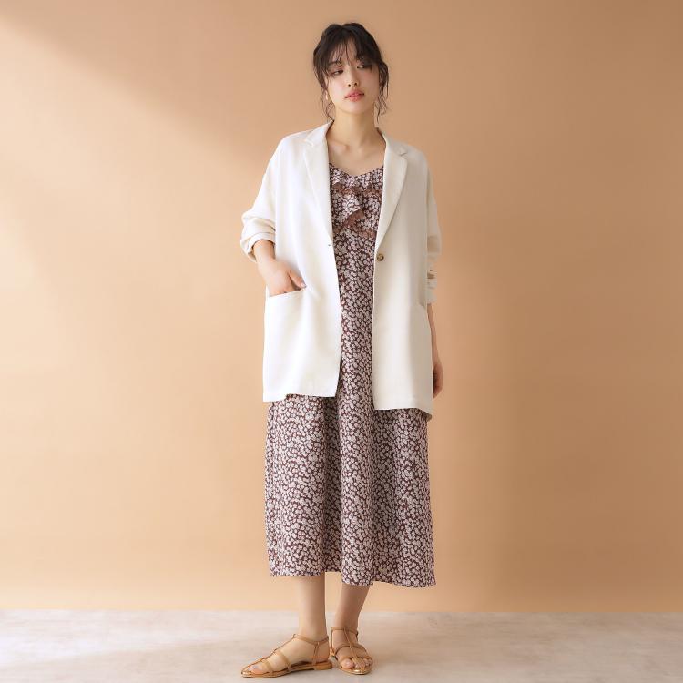 ザ ショップ ティーケー（ウィメン）(THE SHOP TK(Women))の小花柄フリルキャミワンピース【洗える】 マキシ・ロングワンピース