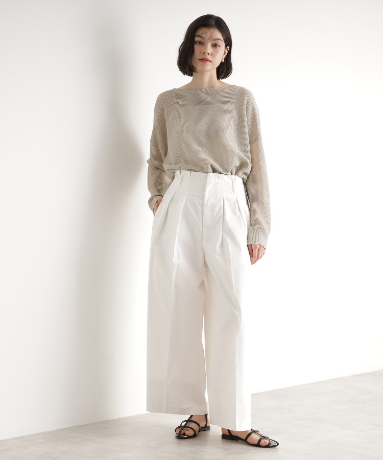 ザ ショップ ティーケー（ウィメン）(THE SHOP TK(Women))のハイウエストタックワイドパンツ【洗える】7