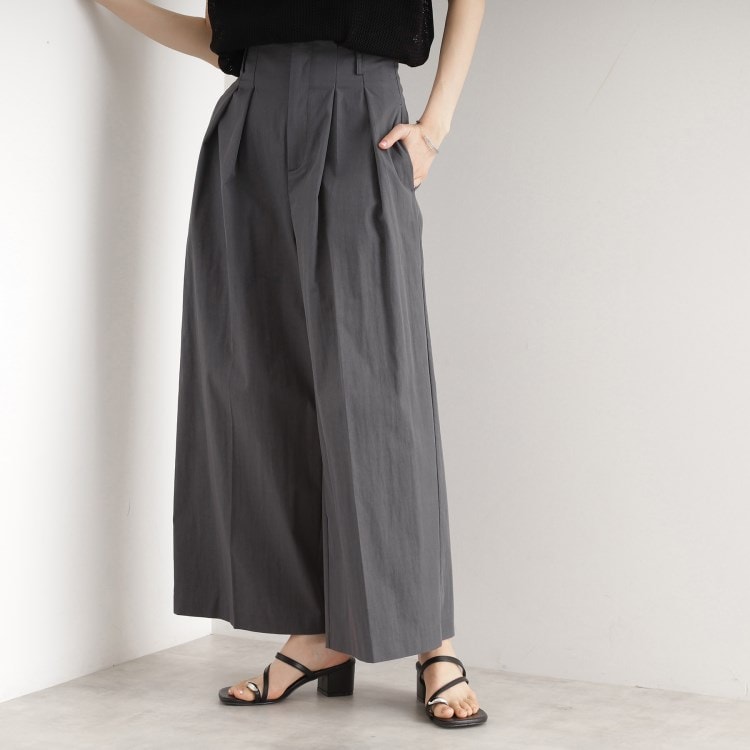 ザ ショップ ティーケー（ウィメン）(THE SHOP TK(Women))のハイウエストタックワイドパンツ【洗える】 フルレングスパンツ
