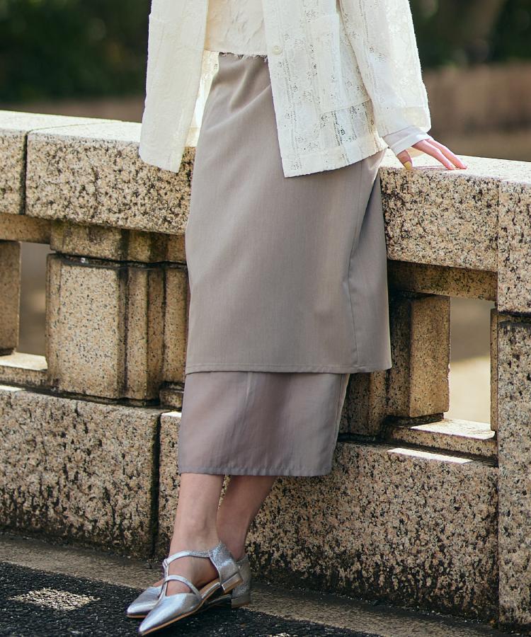 ザ ショップ ティーケー（ウィメン）(THE SHOP TK(Women))の裾シアーナロースカート【洗える】2