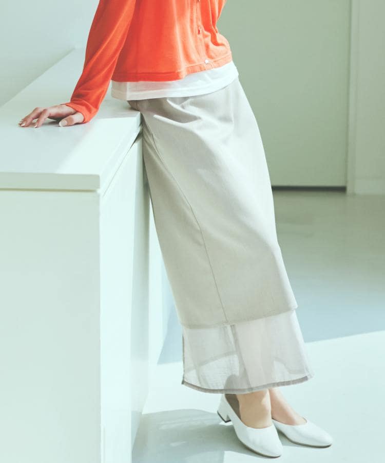 ザ ショップ ティーケー（ウィメン）(THE SHOP TK(Women))の裾シアーナロースカート【洗える】 チャコールグレー(014)