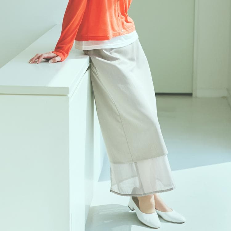 ザ ショップ ティーケー（ウィメン）(THE SHOP TK(Women))の裾シアーナロースカート【洗える】 マキシ・ロングスカート