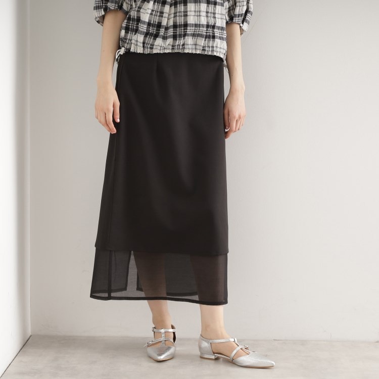 ザ ショップ ティーケー（ウィメン）(THE SHOP TK(Women))の裾シアーナロースカート【洗える】 マキシ・ロングスカート