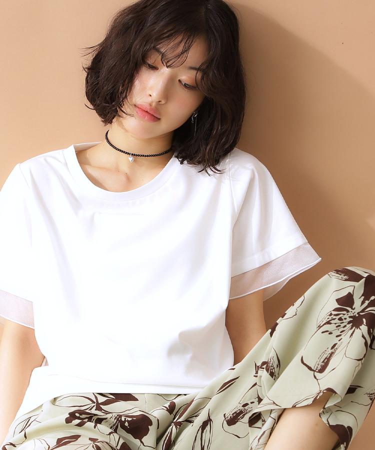 近藤千尋さん&宮城舞さん着用】袖シアーTシャツ/接触冷感/洗濯機