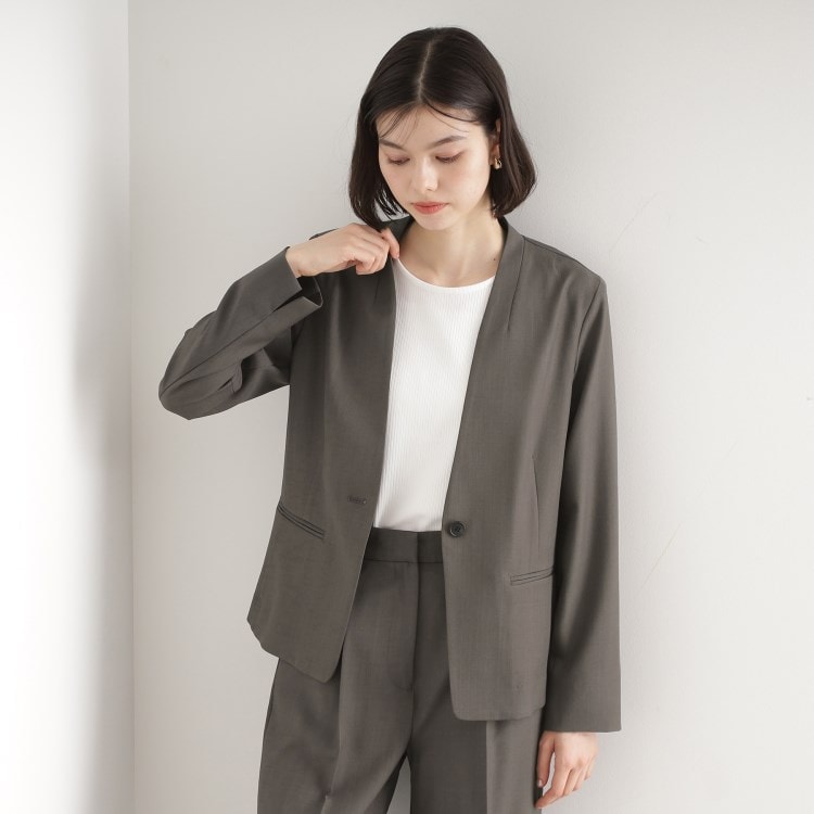 ザ ショップ ティーケー（ウィメン）(THE SHOP TK(Women))の【セットアップ可】ノーカラージャケット ノーカラージャケット