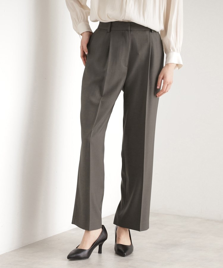 ザ ショップ ティーケー（ウィメン）(THE SHOP TK(Women))の【セットアップ可】セミワイドパンツ/洗える ブラウン(044)